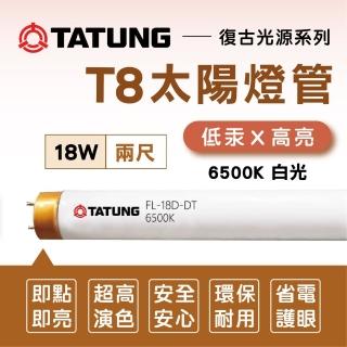 【TATUNG 大同】T8傳統燈管 三波長燈管 2尺 18W 白光 輕鋼架用(25入組)