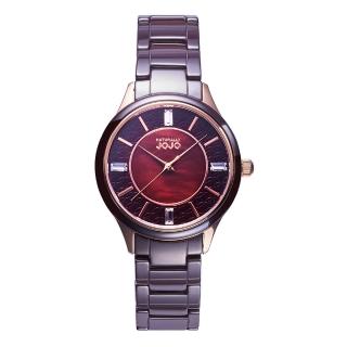 【NATURALLY JOJO】低調奢華時尚陶瓷腕錶-JO96970-95R(紅褐色/36mm)