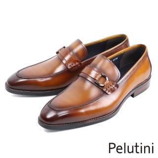 【Pelutini】扣環造型配飾紳士樂福鞋 棕色(PE28847-BR)