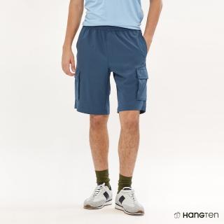 【Hang Ten】男裝-REGULAR FIT四面彈口袋抽繩吸濕排汗防曬短褲(深藍)