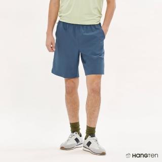 【Hang Ten】男裝-REGULAR FIT四面彈內抽繩吸濕排汗防曬短褲(深藍)