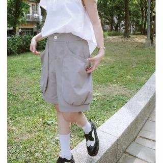 【UUIN】Light Collection _ 藕色大大口袋短褲(女裝 寬鬆 設計感)