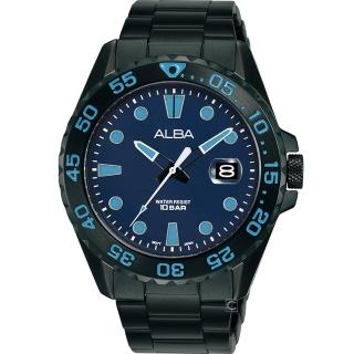 【ALBA】雅柏 ACTIVE系列 潛水風格時尚男錶(VJ42-X322B/AS9N27X1黑x藍43mm)