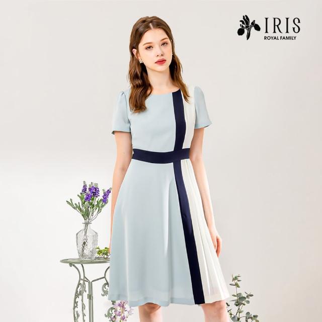 【IRIS 艾莉詩】設計感不對稱撞色洋裝-2色(32677)