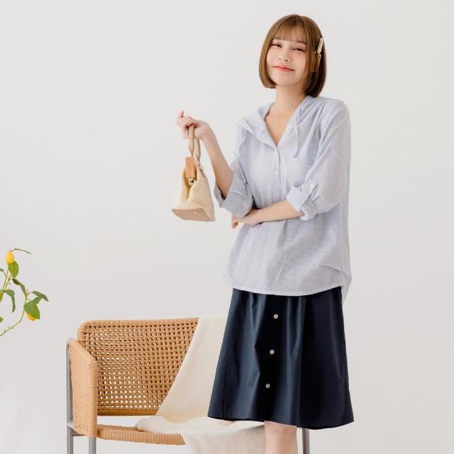 【OB 嚴選】純棉造型排釦孕婦中長裙 《MA0612》