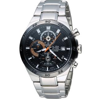 【ALBA】雅柏 ACTIVE系列 活力運動型男三眼計時腕錶(VD57-X080D/AM3337X1黑44mm)