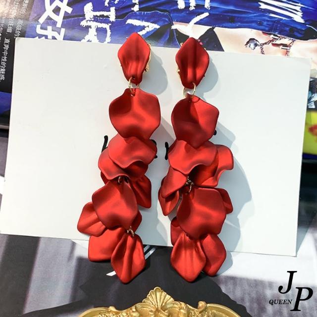 【Jpqueen】玫瑰花瓣艷麗長款耳環(13款可選)