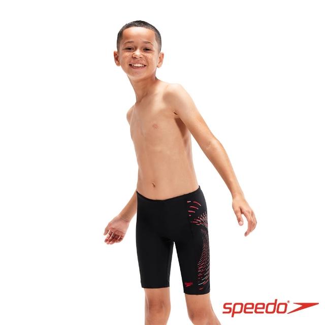 【SPEEDO】男孩 運動及膝泳褲 Plastisol(黑/紅/灰)