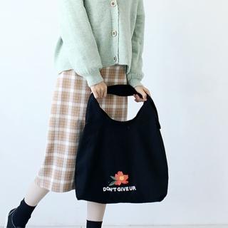 【E.City】清新花朵單肩帆布購物提袋(A-515)