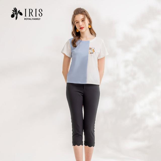 【IRIS 艾莉詩】設計感色塊小貓棉質上衣(32954)