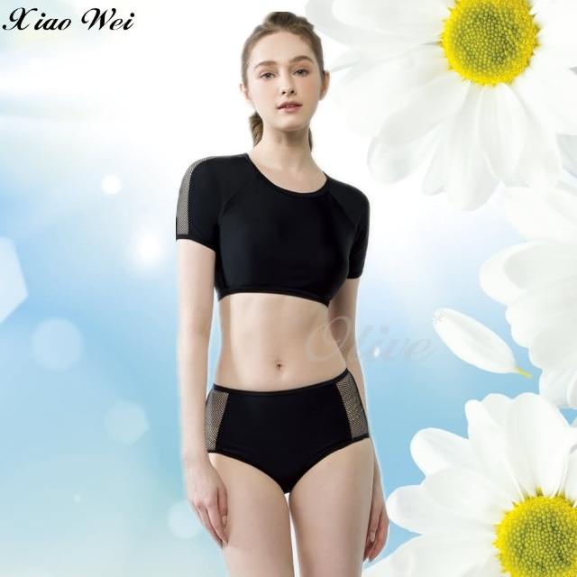 【梅林品牌】流行大女短袖二件式短背心泳裝(NO.M14228)