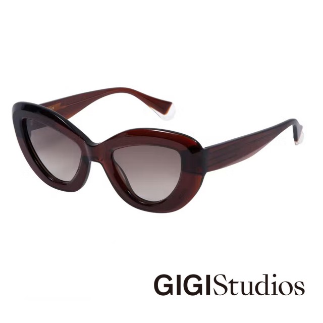 【GIGI Studios】西班牙 時尚週歐美大貓眼太陽眼鏡(深酒紅色 - WILLOW-6704/9)