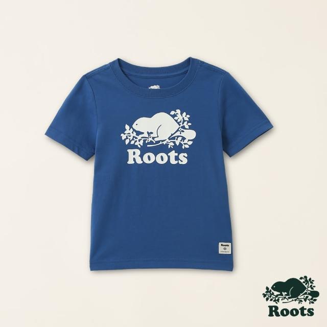 【Roots】Roots小童-絕對經典系列 海狸LOGO短袖T恤(藍色)