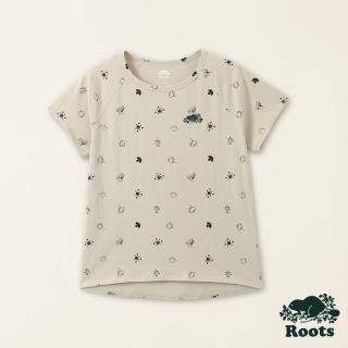 【Roots】Roots女裝-宇宙探索系列 元宇宙印花短袖T恤(銀灰色)