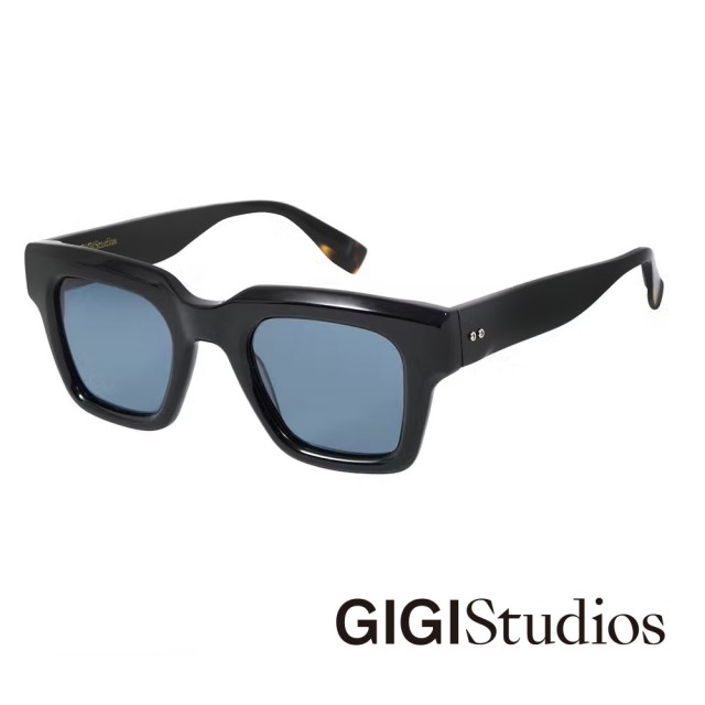 【GIGI Studios】摩登金飾方框太陽眼鏡(黑色 - KANT-6745/1)