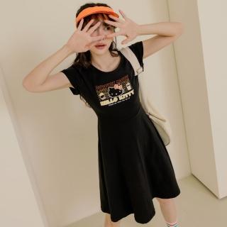 【OB 嚴選】KITTY復古台灣親子款台灣製純棉印花微露腰洋裝 《KB1356》