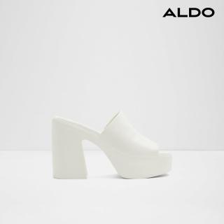 【ALDO】MAYSEE-時尚真皮高跟厚底露趾穆勒鞋-女鞋(白色)