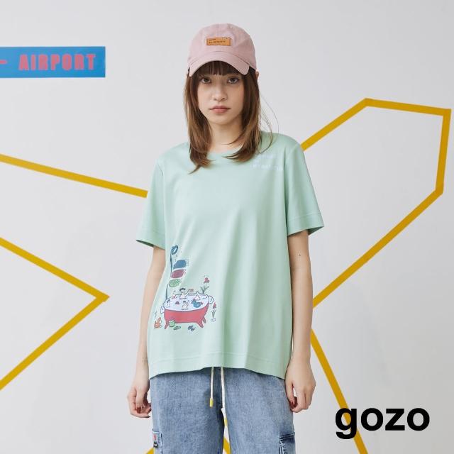【gozo】假裝在日本泡溫泉後打摺合肩T恤(兩色)