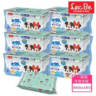 【LEC】日本製純水99%濕紙巾箱購-迪士尼卡通造型四款可選(80抽x18包入)