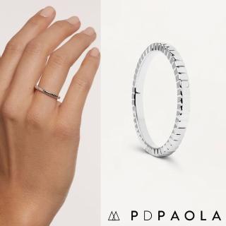 【PD PAOLA】西班牙時尚潮牌 方格紋戒指 簡約銀色戒指 LEA(925純銀)