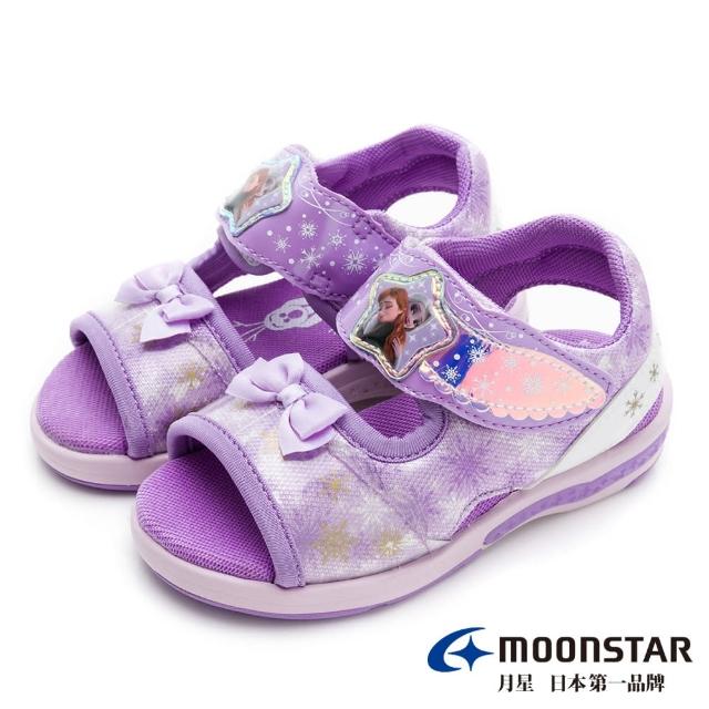 【MOONSTAR 月星】童鞋迪士尼冰雪奇緣電燈涼鞋(紫)