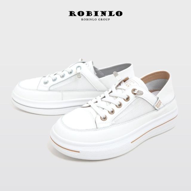 【Robinlo】清新質感2WAY真皮厚底小白鞋休閒鞋CAMRON(奶茶棕/優雅灰)