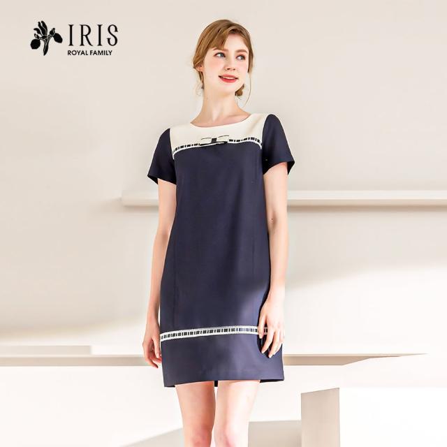 【IRIS 艾莉詩】優雅撞色直筒洋裝-2色(326A3)