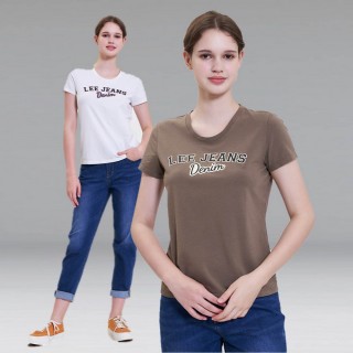 【Lee 官方旗艦】女裝 短袖T恤 / Denim Lee Jeans印花 共2色 標準版型(LL220358K14 / LL220358429)