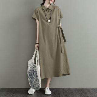 【Pure 衣櫃】日系氣質棉麻連身裙(KDDY-6137)