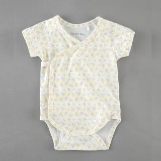 【Deux Filles】嬰兒短袖側開襟包屁衣(新生兒 有機棉 連身衣)