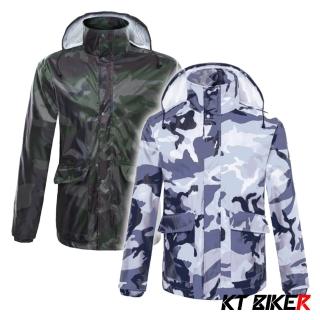 【KT BIKER】迷彩兩件式雨衣(迷彩雨衣 騎士雨衣 時尚有型 兩截式 機車 摩托 雨衣)