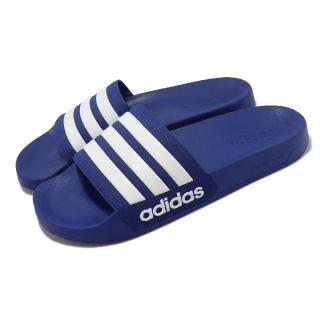 【adidas 愛迪達】拖鞋 Adilette Shower 藍 白 男鞋 女鞋 三線 經典 條紋 愛迪達(GW1048)