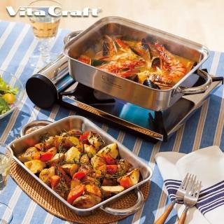 【VitaCraft】全面五層不鏽鋼複合金高導熱萬用烤鍋3件組(不挑爐具/附濾網)