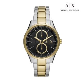【A|X Armani Exchange 官方直營】Dante 經典潮流三眼多功能手錶 銀色 x 金色不鏽鋼鍊帶 42MM AX1865