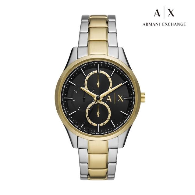 【A|X Armani Exchange 官方直營】Dante 經典潮流三眼多功能手錶 銀色 x 金色不鏽鋼鍊帶 42MM AX1865