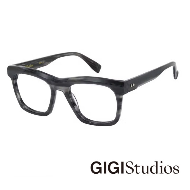 【GIGI Studios】經典方框金飾光學眼鏡(紋理灰 - VERNE-6742/4)