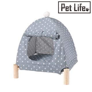 【Pet Life】四季通用亞麻木腳加高可拆洗寵物帳篷/貓窩
