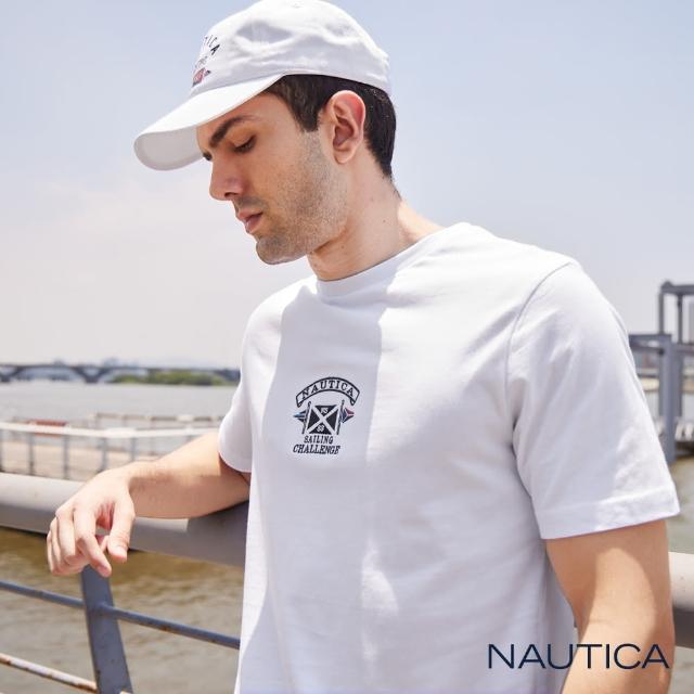 【NAUTICA】男裝 旗語圖騰純棉短袖T恤(白色)