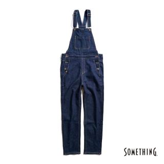 【SOMETHING】女裝 中直筒吊帶褲(原藍色)