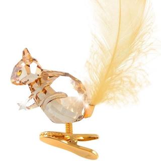 【SWAROVSKI 施華洛世奇】松鼠造型立體水晶雕塑掛飾(金色)