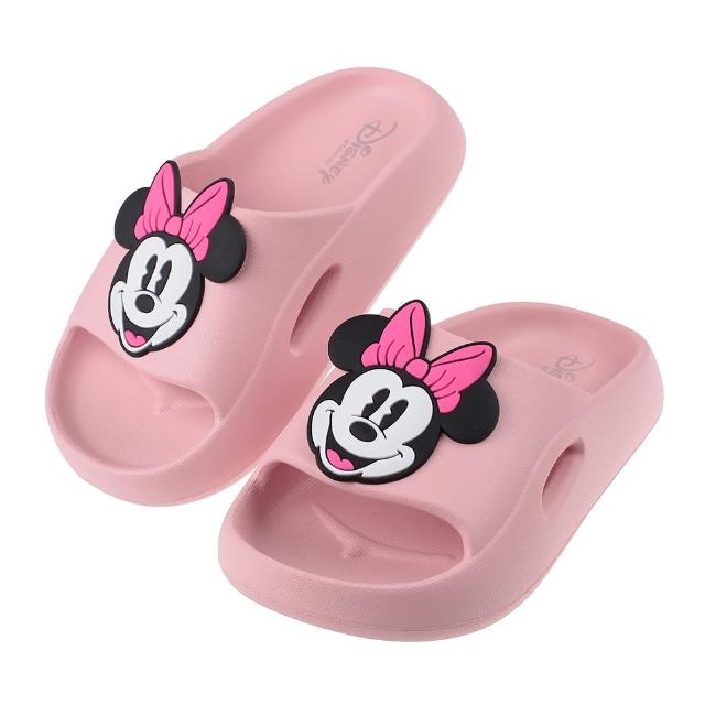 【Disney 迪士尼】Disney迪士尼蝴蝶結米妮粉色兒童拖鞋(D3C189G)