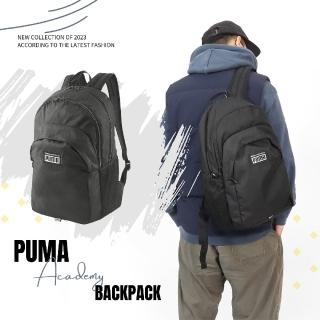 【PUMA】後背包 Academy 休閒包 黑 白 反光 雙肩背包 小Logo 大容量 多隔層 運動包(07913301)