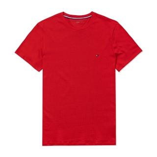 【Tommy Hilfiger】TOMMY 經典刺繡Logo圓領素面短袖T恤 上衣-紅色(平輸品)