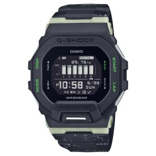 【CASIO 卡西歐】G-SHOCK 智慧型藍芽錶款G-SQUAD系列/46mm/夜光迷彩(GBD-200LM-1)