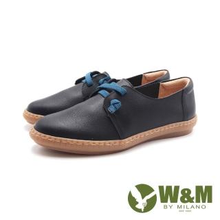 【W&M】女 日感簡約縫線休閒鞋 女鞋(黑色)