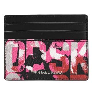 【Michael Kors】經典LOGO字樣洗舊塗鴉信用卡名片夾隨身卡(黑桃)