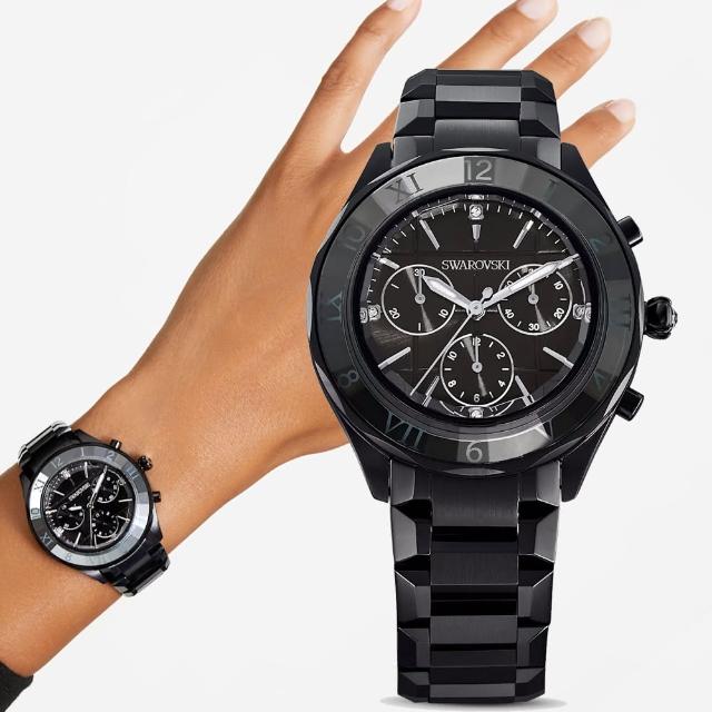 【SWAROVSKI 施華洛世奇】Dxtera系列 摩登時尚計時腕錶(5641393/黑39mm)