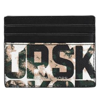 【Michael Kors】經典LOGO字樣洗舊塗鴉信用卡名片夾隨身卡(黑白綠)