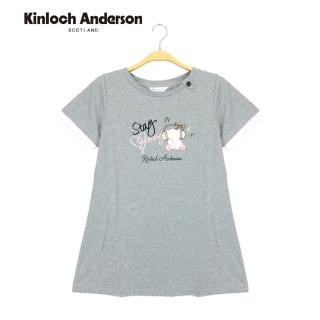 【Kinloch Anderson】小清新刺繡白熊蝴蝶結長版口袋棉T 短袖上衣 T恤 金安德森女裝(淺灰)