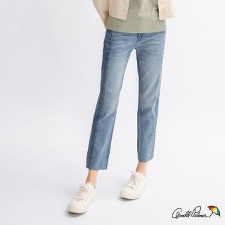 【Arnold Palmer 雨傘】女裝-COOLMAX顯瘦剪接合身小直筒牛仔褲(淺藍色)